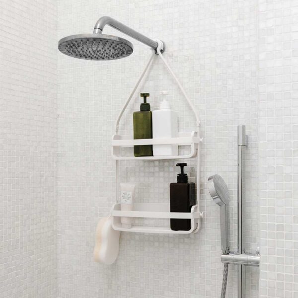 גרין קווין חנות עיצוב הבית: מתלה לאמבטיה FLEX לבן- אביזרי אמבטיה