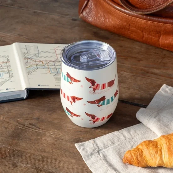 כוס תרמית רב־פעמית בעיצוב כלבי תחש מבית Rex London