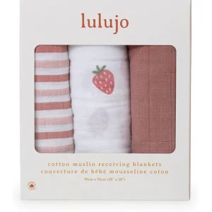 GREEN QUEEN חנות אקססוריז: שלישיית חיתולי טטרה - תותים Lulujo