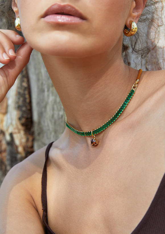Green Queen - חנות מתנות, שרשרת – צמיד SAFARI קריסטל | ירוק