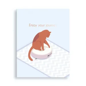 גרין קווין: כרטיס ברכה: Enjoy Your Journey Cat Bon Voyage Card