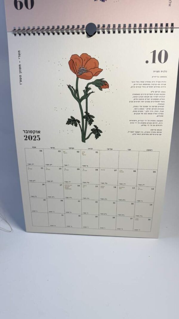 גרין קווין, חנות מתנות: לוח שנה לתלייה 2025-2026: Israeli Wildflowers