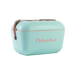 גרין קווין: צידנית רטרו קשיחה 20 ליטר רצועת כתף עור Polarbox | טורקיז