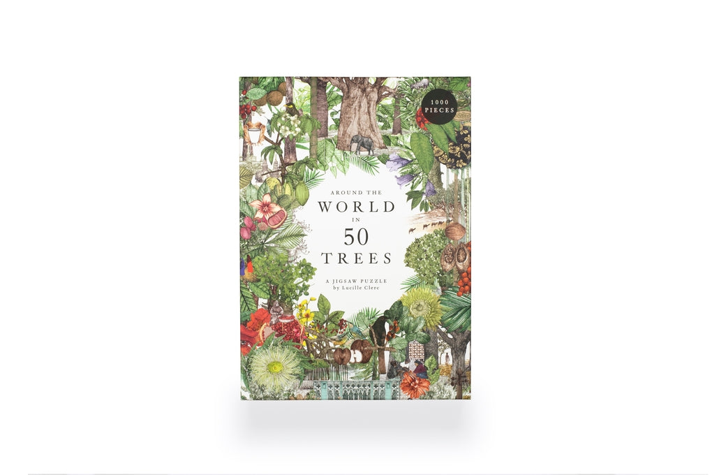 גרין קווין חנות מתנות ועיצוב: פאזל Around the World in 50 Trees - קטע מהאיור המורכב