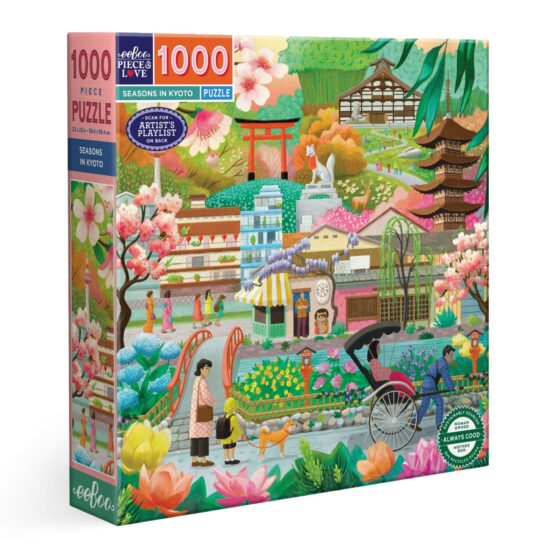 גרין קווין חנות מתנות ועיצוב: פאזל 1000 חלקים Seasons in Kyoto מבית eeBoo - איור קיוטו יפן