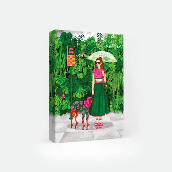 גרין קווין חנות מתנות ועיצוב: פאזל 1000 חלקים Wet Season - All the Ways to Say, אישה וכלבה בגשם בג'ונגל